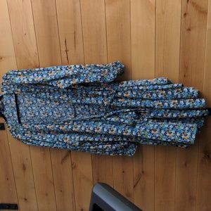 Yours Clothing Floral Mini Dress - Blue and Orange